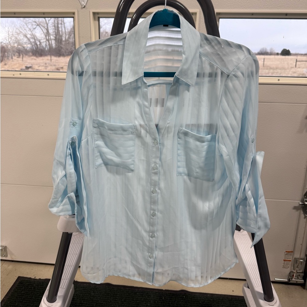 Express Portofino Light Blue Button-Up Shirt